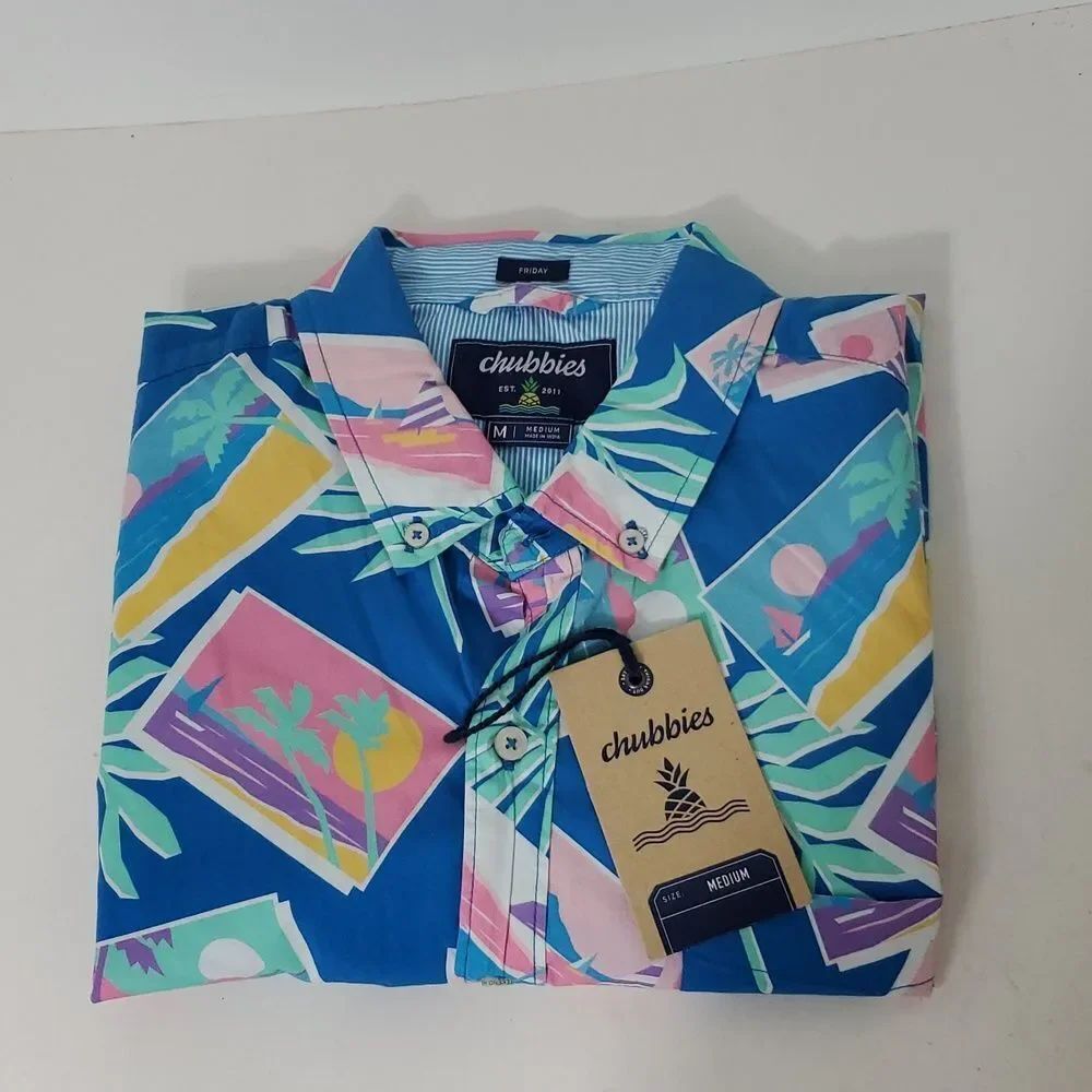 chubbies The Wish You Were Here Friday Short Sleeve Button Down Men's M